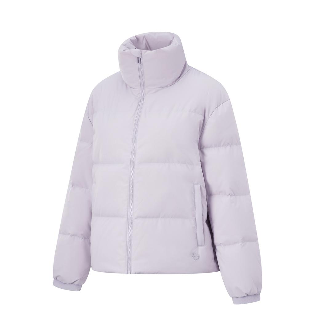 Li-Ning Fitness Series Casual Stand Collar Warm Down Jacket Women Outerwear Purple AYMU516-6