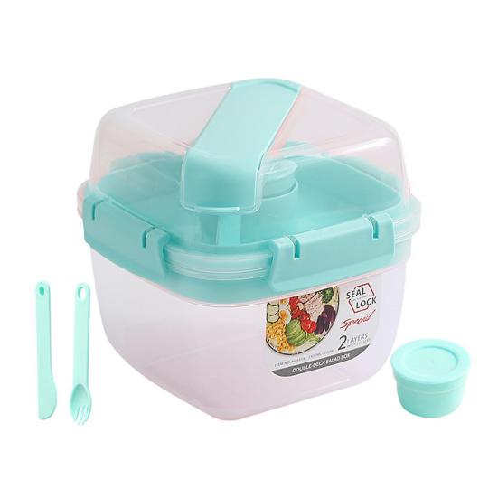 Прочный портативный контейнер для хранения салатов, легкий двухслойный контейнер для обеда, школьный контейнер для еды