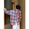 2024 Клетчатая рубашка с длинным рукавом в японском стиле Гонконга Ins Свободная рубашка для мальчиков Летнее модное универсальное повседневное пальто