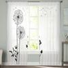 Dandelion Flowers Tulle Curtains for Living Room Drapes Window Sheer Modern Curtains for Bedroom Decor