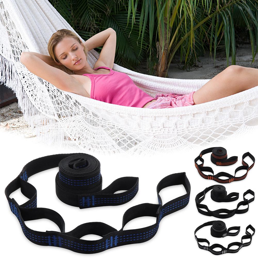 2 Pcs/Set Fashion 5 Rings High Load-Bearing Polyester Rope Reinforced Hammock Strap Camping