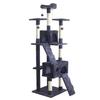 BILLY Dark Grey Cat Tree 50 X 50 X 170 Cm - 5 Platforms, 2 Stairs, 2 Dens, Scratching Posts