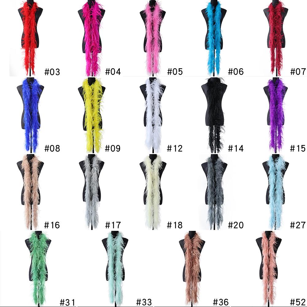 1Ply Ostrich Feather Boa 13-15CM Long Feathers Trims for Crafts Party Dress Sewing Decoration Plumas Ribbon 2 Meters Multicolor