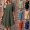 Женское летнее повседневное платье с рукавами миди, однотонные пуловеры с круглым вырезом, платья
