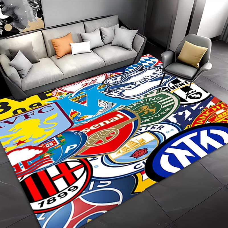 1pc Football club logo Entrance Mat, Non-Slip Mat Area Rug,Room Decor, Outdoor Decor, Kitchen Rug,Doormat - Machine Washable, Easy to Clean