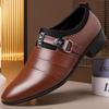 2024 Мужские кожаные деловые туфли в корейском стиле, большого размера, с острым носком, повседневная элегантность