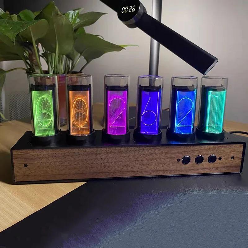 Luxury Digital Clock Aesthetic Time Tube Glow Tube RGB Desk Clock Modern Creative LED Digital Desktop Clocks Silent Watch Home Decor Gift Ideas