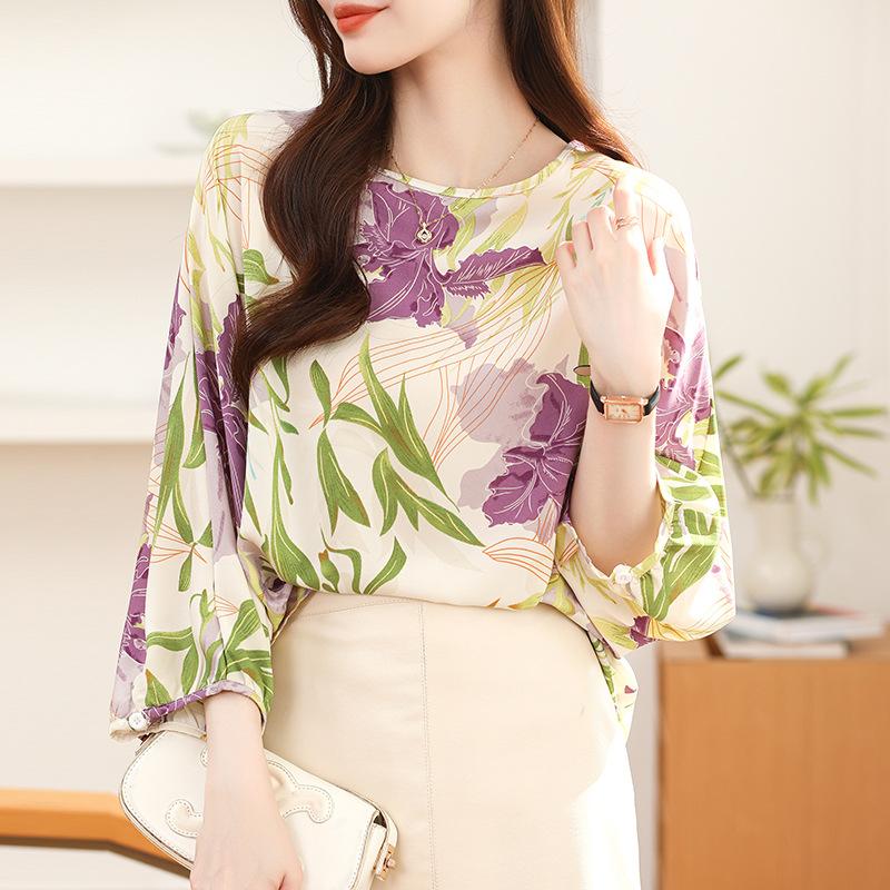 Unique Beautiful Top French Purple Bubble Sleeve Shirt