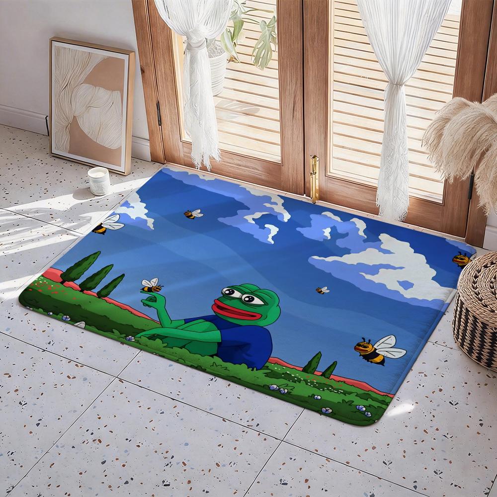 P Pepe The Frog Floor Mat Eco Flannel Doormat Non Slip Odorless Indoor Floor Rug Soft Short Plush Home Mat