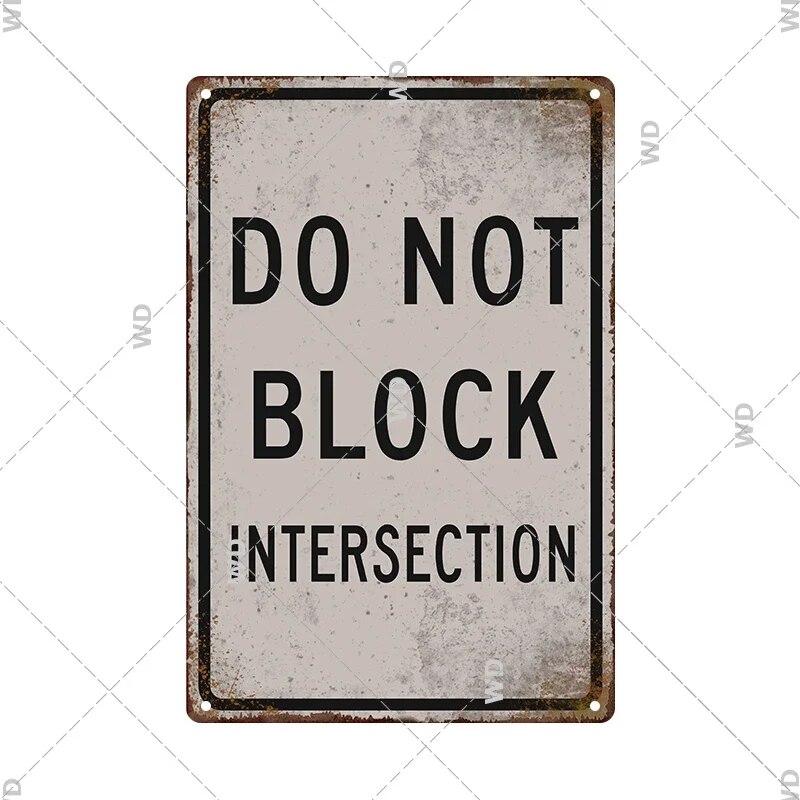 Tin Sign No Parking Slow Down Caution Warning Do Not Pass Metal Vintage Plaque Retro Metal Plate Traffic Yard Street Wall Decor