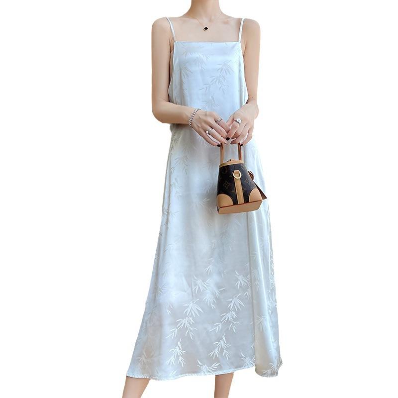 Женское летнее платье Haute Couture, легкое, роскошное, нишевое, жаккардовое платье средней длины, модное, все, платье на бретелях