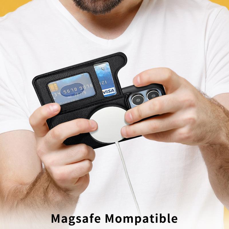 Подходит для iPhone16Pro Apple 15 Чехол для мобильного телефона Магнитная зарядка 14Max Кронштейн Интегрированная карта Упаковка Простой