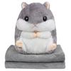 2 In 1 Cartoon Hamster Cushion Blanket Set Cute Plush Stuffed Throw Pillow with Blanket Toy Home