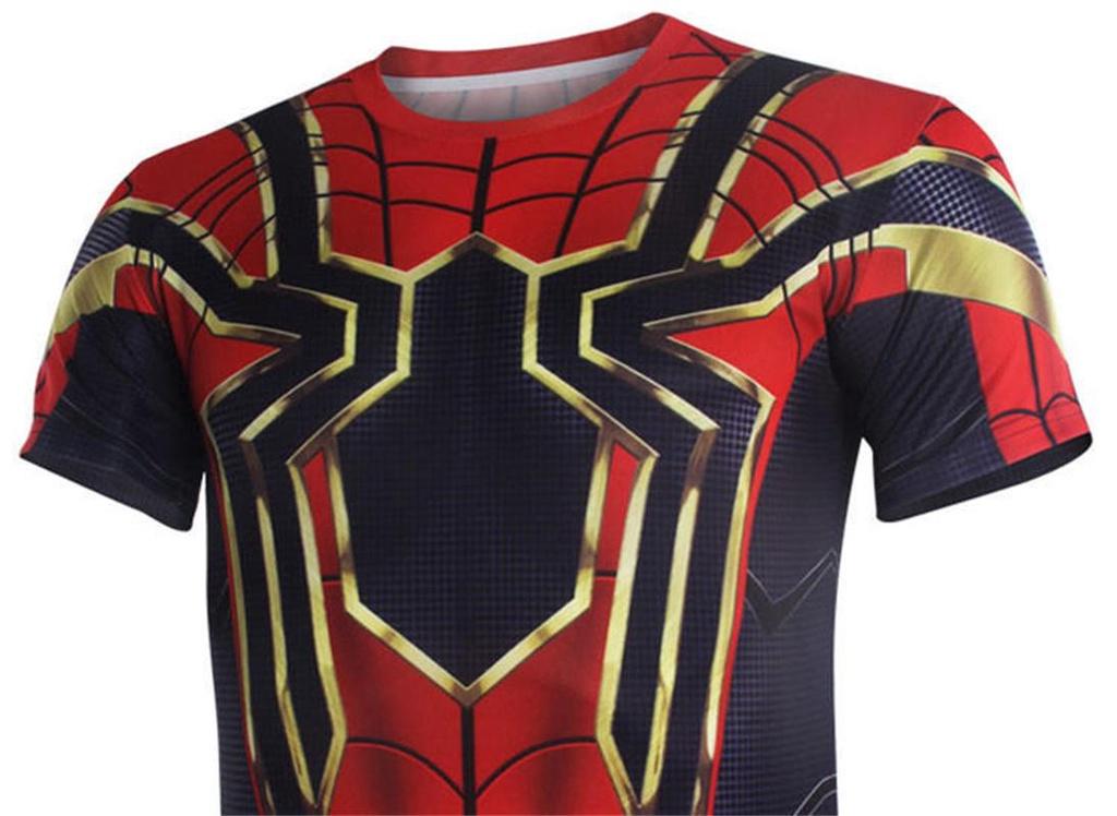 Marvel Mens Superhero Compression T Shirt Sports Fitness Gym Tops Spiderman Tee