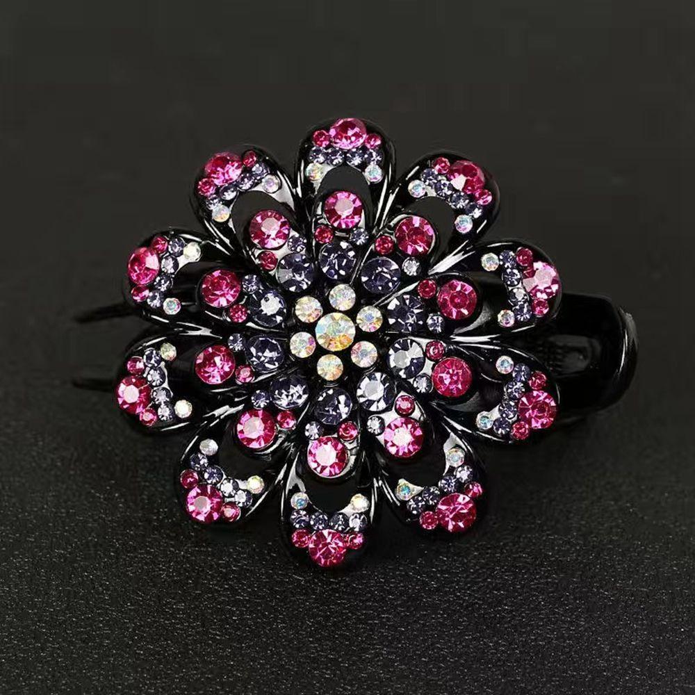 Hair Claw Rhinestone Duckbill Clip Korean Style Hairpin Flower Hair Clip Female Hair Accessories