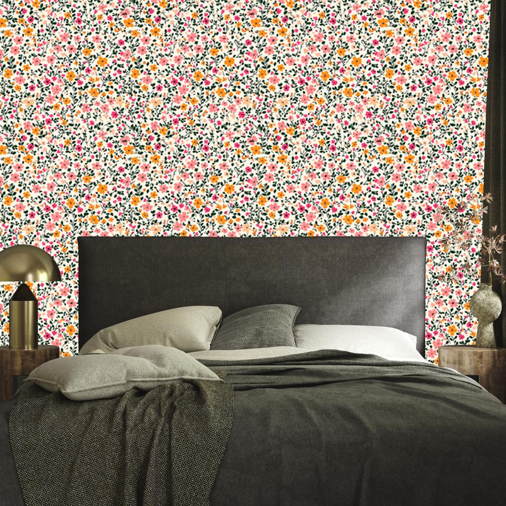 Wallpaper Small flowers cream, light gray and beige 50x1000