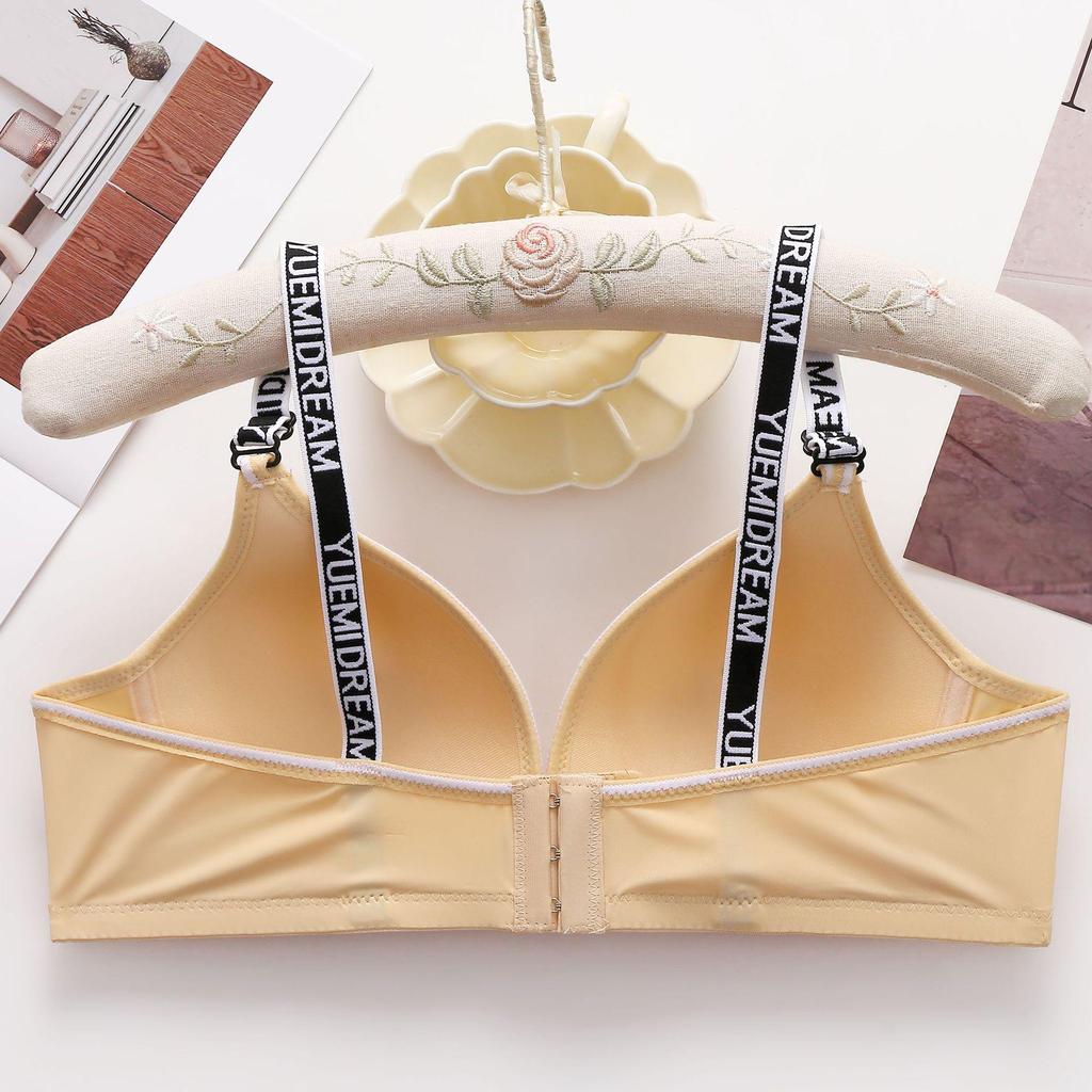 Skin-Friendly Wire-Free Push-Up Bra with Fashion Letter Straps for Women - Soft, Comfortable, and Breathable
