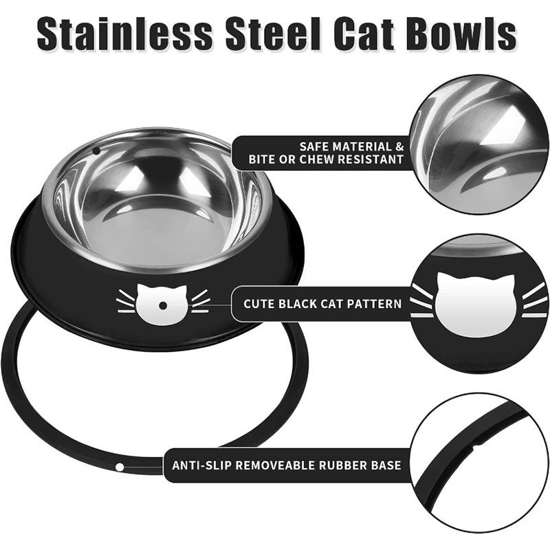 Миска для кошачьего корма Нескользящая Нержавеющая сталь Небьющаяся Съемная резина Устойчивая к высоким температурам Легко моется Товары для питомцев