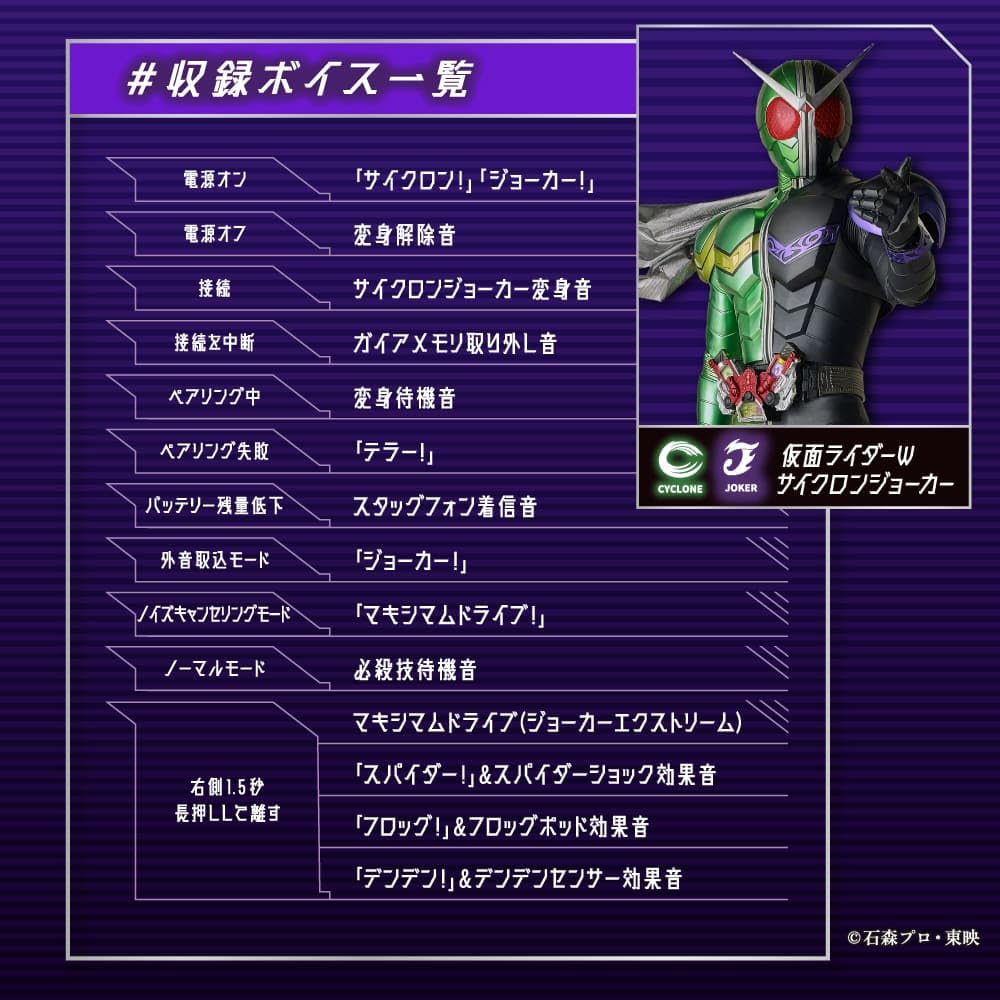 AVIOT Kamen Rider W Совместная беспроводная гибридная двойная гарнитура LDAC до 62 часов адаптивное гибридное шумоподавление беспроводная IPX4 водостойкая низкая задержка TE-V1R-WCJ
