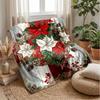 Christmas Poinsettia Decor blanket Personalized Name Flannel Blanket Soft Cozy Plush Throw for Sofa Bed Lightweight Home Decor