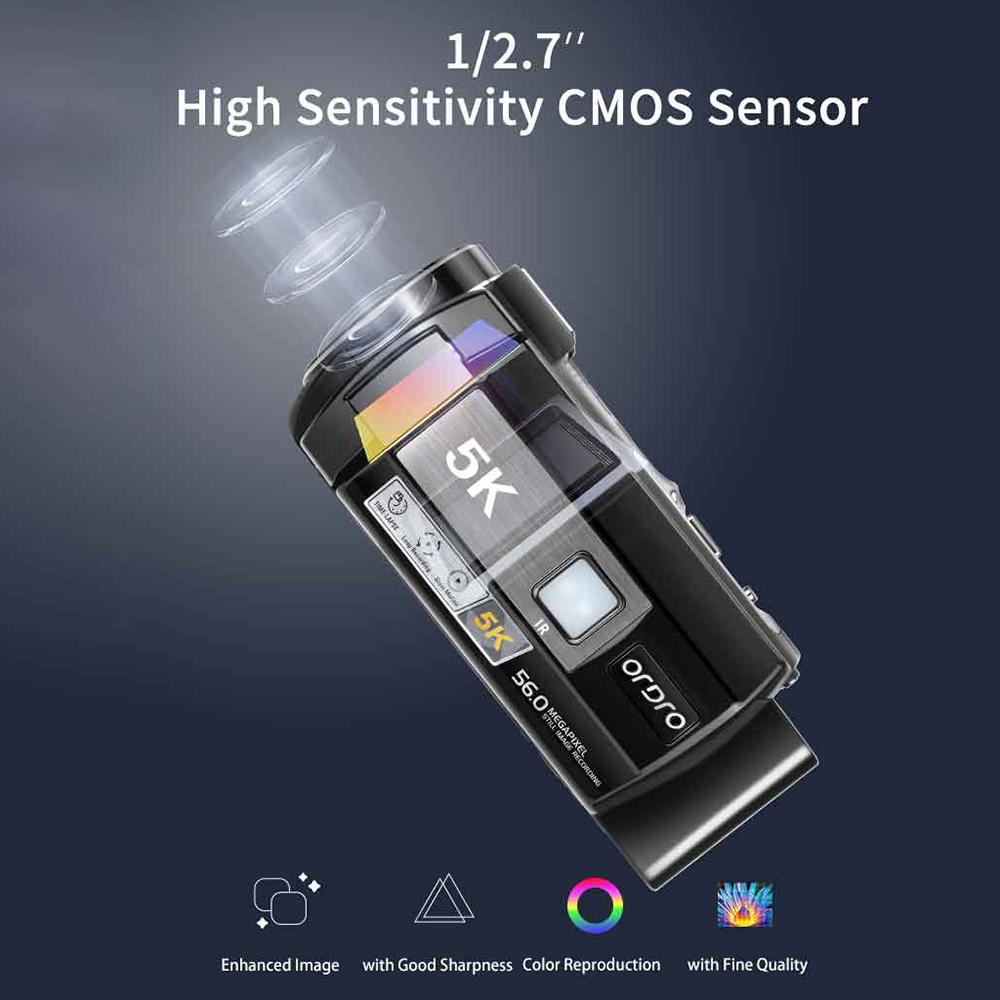 Ordro Цифровая видеокамера HDR-AE20 5K, Wi-Fi, видеокамера, DV-рекордер, 3,0-дюймовая сенсорная панель IPS, 56 МП, 18X