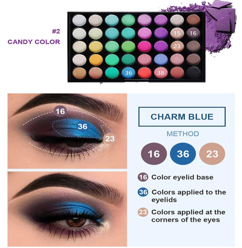 Палитра теней для век 40 цветов. Матовые тени для век.