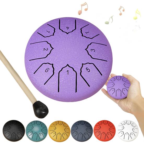 Rain Drum for Outside Garden 4 Inches 8 Notes Steel Tongue Drum Meditation Rain Chime Musical Instruments Mini Handpan Drums