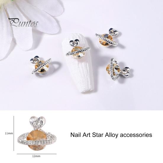 Nail Art Rhinestone 10Pcs Decor Heart 3D Planet Design Stunning Visual Effect Women Decoration Charm Glittering DIY Cubic Zirconia Jewelry for