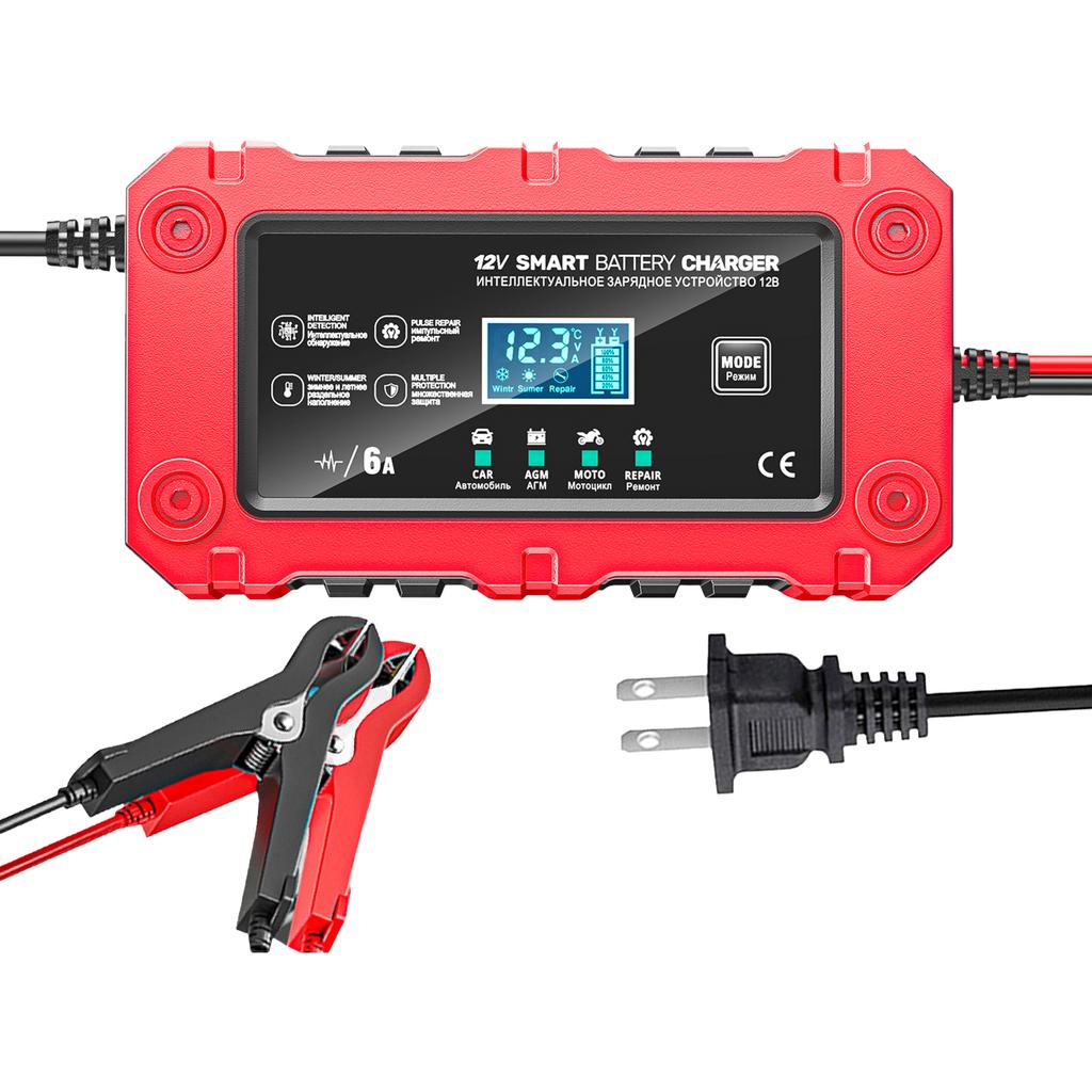 6A 12V Автомобильное зарядное устройство для аккумулятора, Поддерживающее зарядное устройство для Автомобилей, Мотоциклов, Свинцово-кислотных, AGM, GEL аккумуляторов