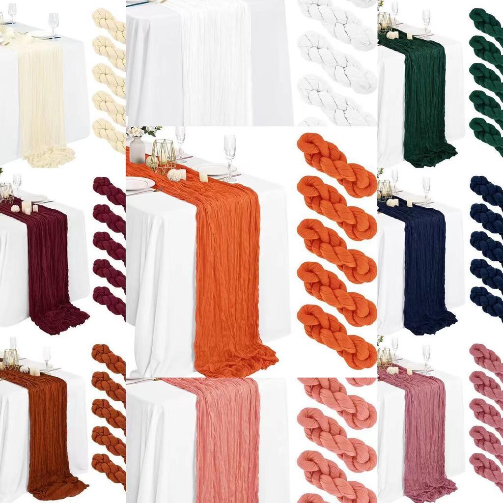 20/10/6Pcs Voile Wedding Decorations Table Runner Rustic Boho Gauze Crepe for Home Birthday Christmas Holiday Bridal Shower