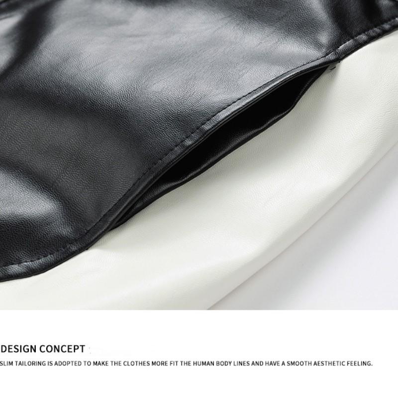 Осенне-зимняя новая мужская куртка из искусственной кожи, мотоциклетная куртка с воротником-стойкой, корейская облегающая модная мужская одежда