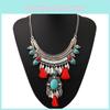 Ethnic Style Simulation Gemstone Decoration Women Necklace With Tassel Design For Art Lovers