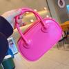 Women Summer Candy Color PVC Jelly Small Shoulder Bag Fashion Top Handle Chain Zipper Crossbody Bag