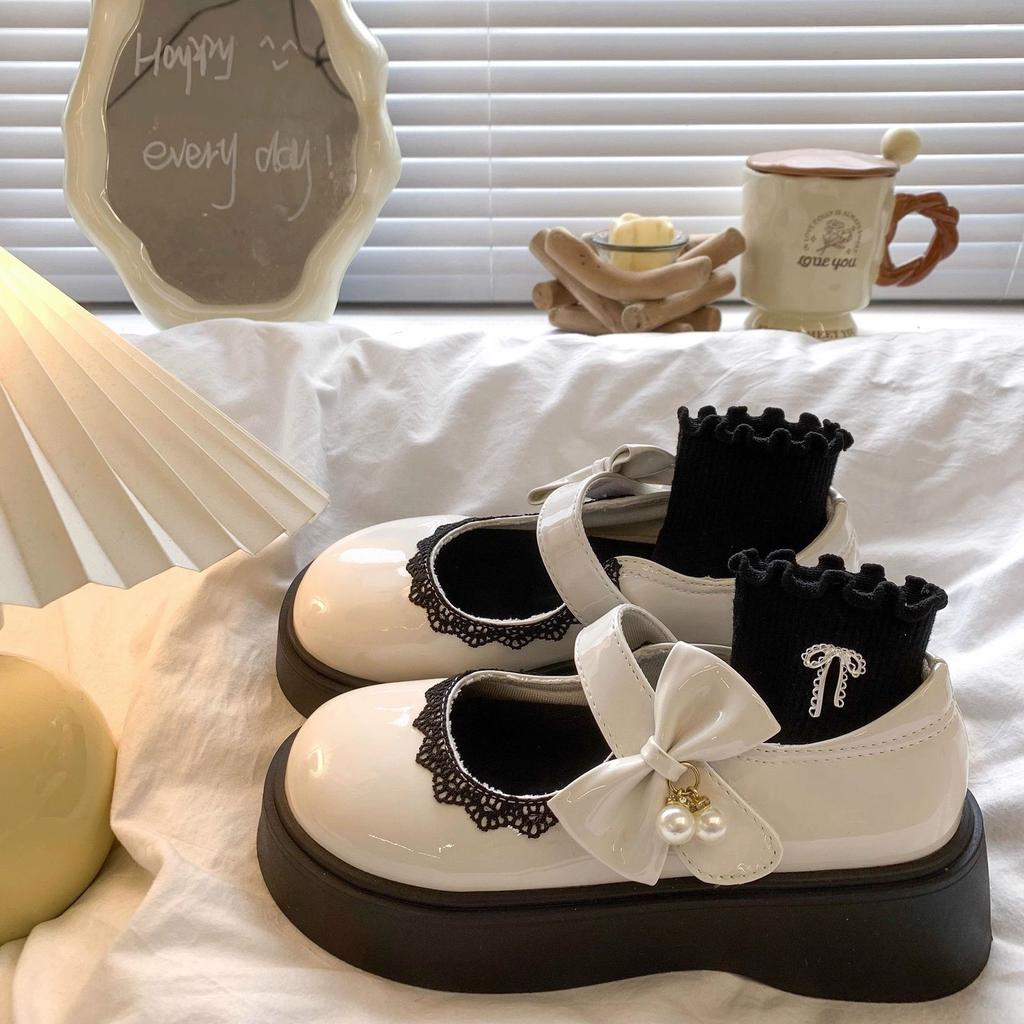 Туфли Мэри Джейн на платформе с липучкой 2025 лето новый французский милый универсальный с юбкой кружево маленькие кожаные туфли женские