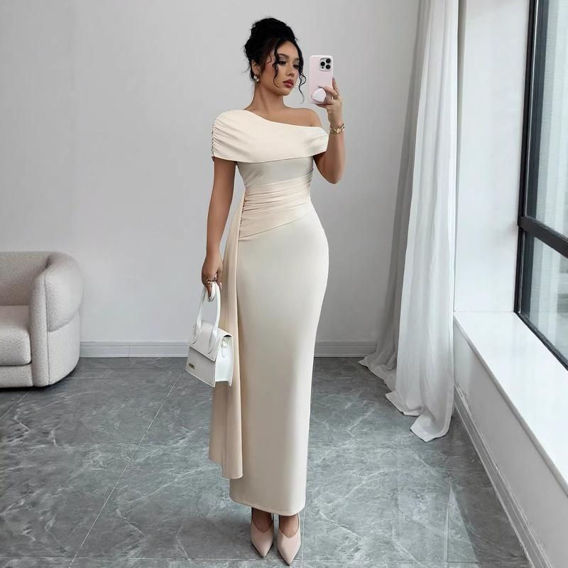 Women's Off Shoulder Cutout Bodycon Maxi Dress Slim Fit Elegant Party Dress
