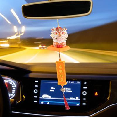 Подвеска на зеркало заднего вида автомобиля, статуя дракона, подвесное украшение, автомобильный аксессуар с кисточкой для автодомов