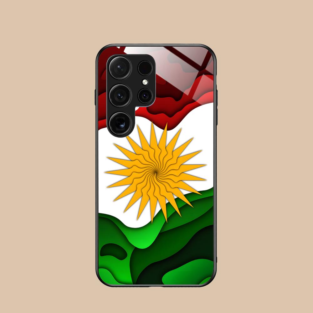 Стеклянный чехол для мобильного телефона с флагом Курдистана для Samsung Galaxy S26 S25 S24 S23 S22 S21 S20 Note20 Plus FE Ultra Цветная крышка