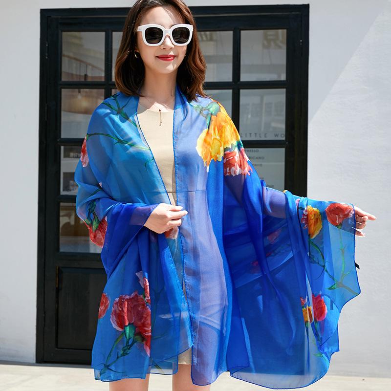 Spring/Summer New Women'S Silk Scarf 90 * 90cm Simulated Silk Twill Square Scarf Fashion Printed Large Square Scarf Professional Scarf
