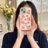 For iPhone 15 Silicone Case Cute 3D Smile Pink Floral Design Shockproof Phone Back Cover