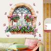 3D Наклейка на стену в виде фальшивого окна, самоклеящаяся, наклейка с цветком и бабочкой на подоконник для украшения гостиной, спальни, домашнего декора
