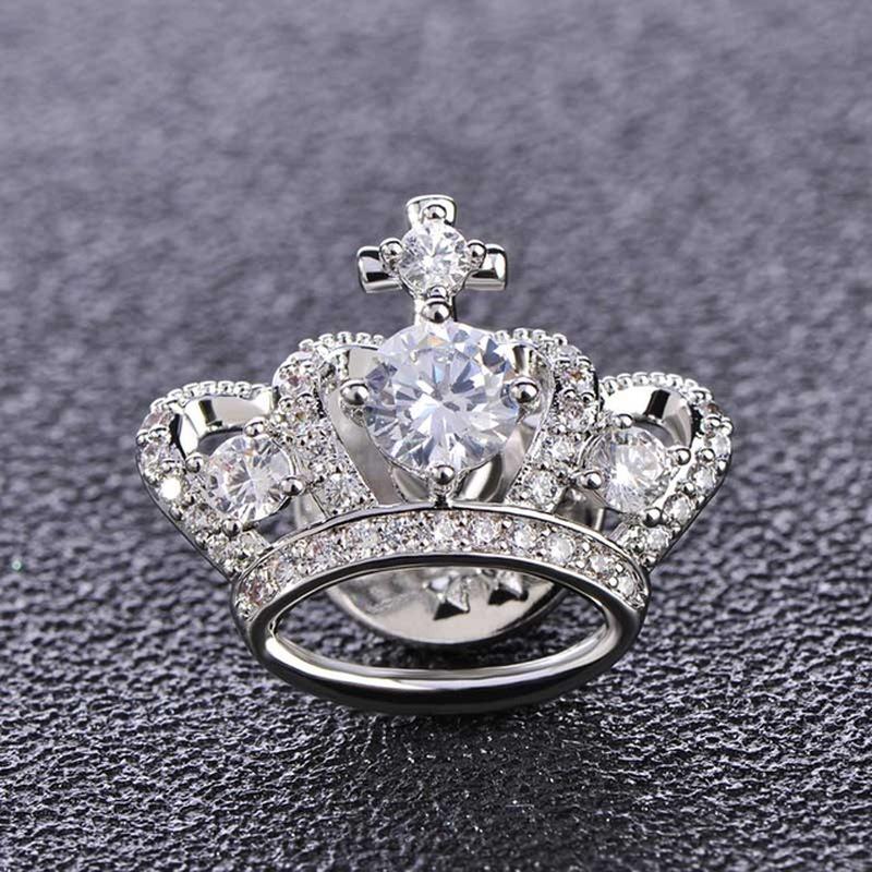 Blucome Броши с красной короной, воротник костюма, булавки для свитера, полные стразы, цирконы, свадебные булавки для корсажа