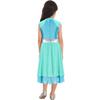 Girls Praise Dance Dress Color Block Mock Neck Sleeveless Tiered Wrap Hem Lyrical Performance Gown