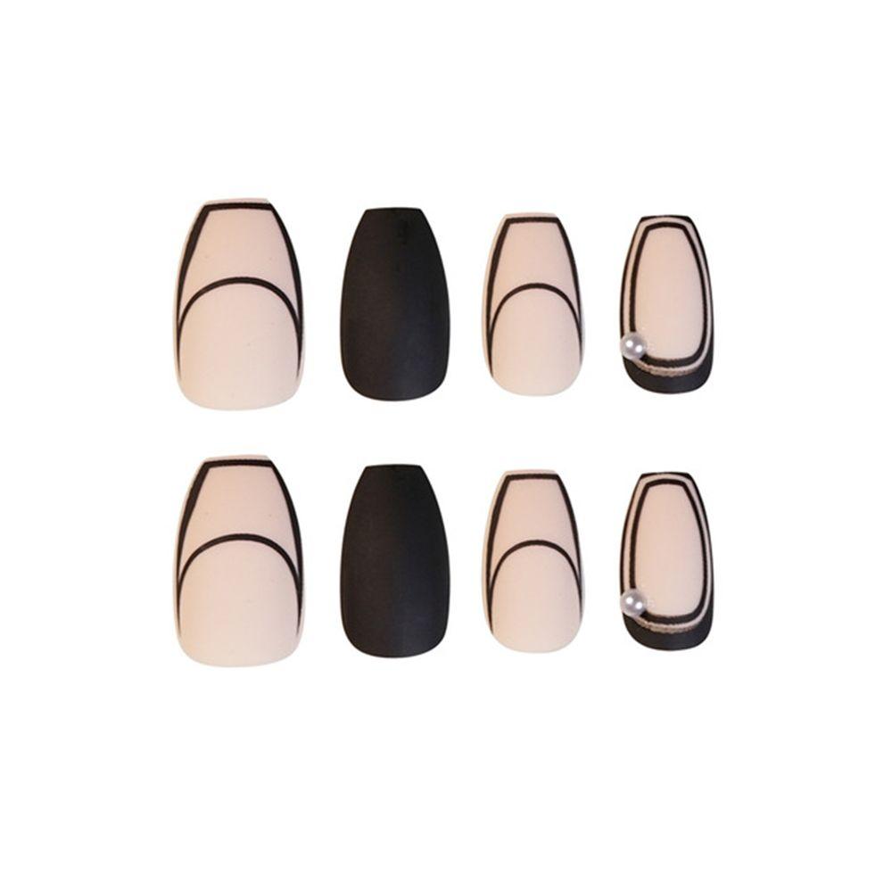 24pcs/Box Artificial Full Cover Nail Tips Wearable Ballerina False Nails Press On Nails French Style