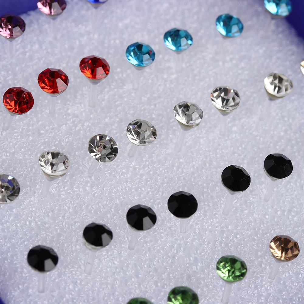 20 Pairs/40 Pcs Pin Crystal Earring Clear Colorful Crystal Ear Studs Rhinestone Jewelry