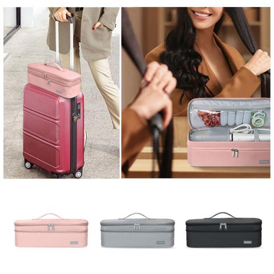 Hair Dryer Storage Bag Double Layers Large Capacity Portable Handle Zipper Solid Color Travel Women Hairdryer Accessories Organizer Carrying Case