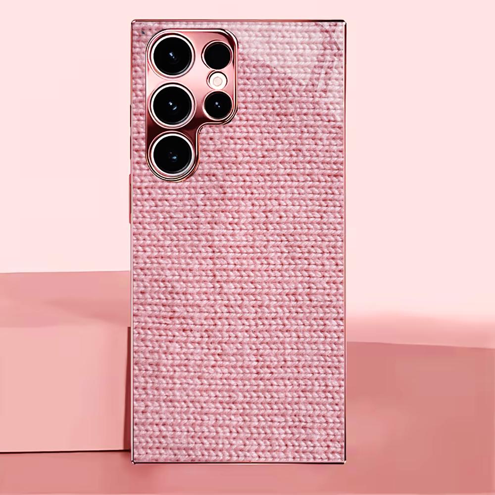 Тонкий узор ткани Мадам розовый Стекло Чехол для телефона для Samsung Galaxy S26 S25 S24 S23 S22 S21 FE Ultra Plus Ударопрочный Женский