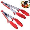 Kitchen Cooking Tongs Heat Resistant Stainless Steel BBQ Tong with Silicone Tips and Stand Design For Salad Grill