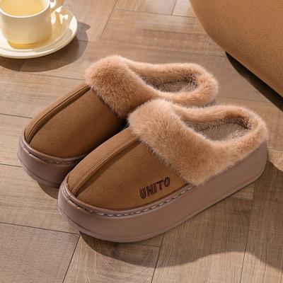 Модные Shevalues Зимние Пушистые Женские Тапочки Противоскользящие Домашние Шлепанцы Толстая Подошва Хлопковые Шлепанцы Пушистые Удобные Теплые Уличные Тапочки