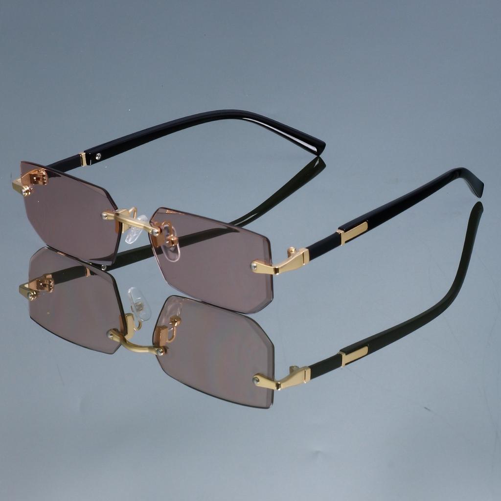 New Fashionable Retro Square Glasses for Women and Men Frameless Simple and Versatile Decorative Glasses