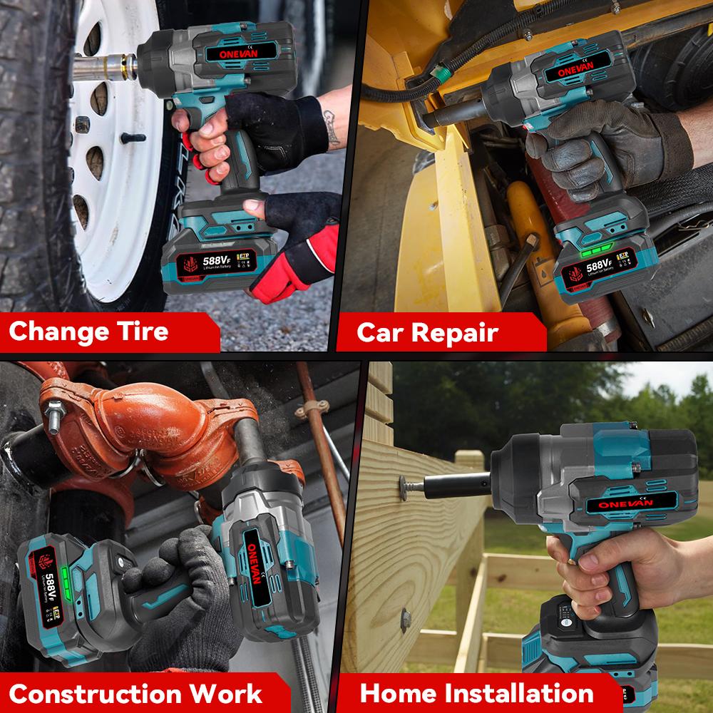 ONEVAN 2800N.M 2800W бесщеточный электрический ударный гайковерт 1/2 дюйма беспроводной ударный гайковерт отвертка инструмент для Makita 18V аккумулятор